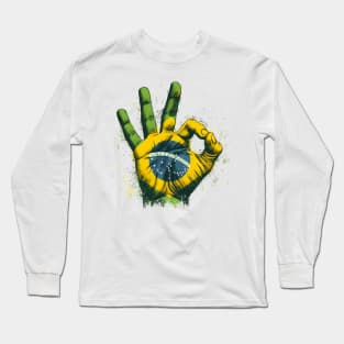 Brazil Flag Long Sleeve T-Shirt